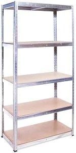 Shelf Shelf Shelves Warehouse Shelving Metal Galvanized 5 Shelves W90xD40xH180 cm Wood MAX 870 kg