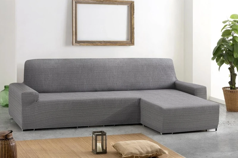 Eysa Aquiles Bi-Elastic Chaise Longue Short Arm Right, Polyester-Cotton, grey, 43 x 37 x 14 cm