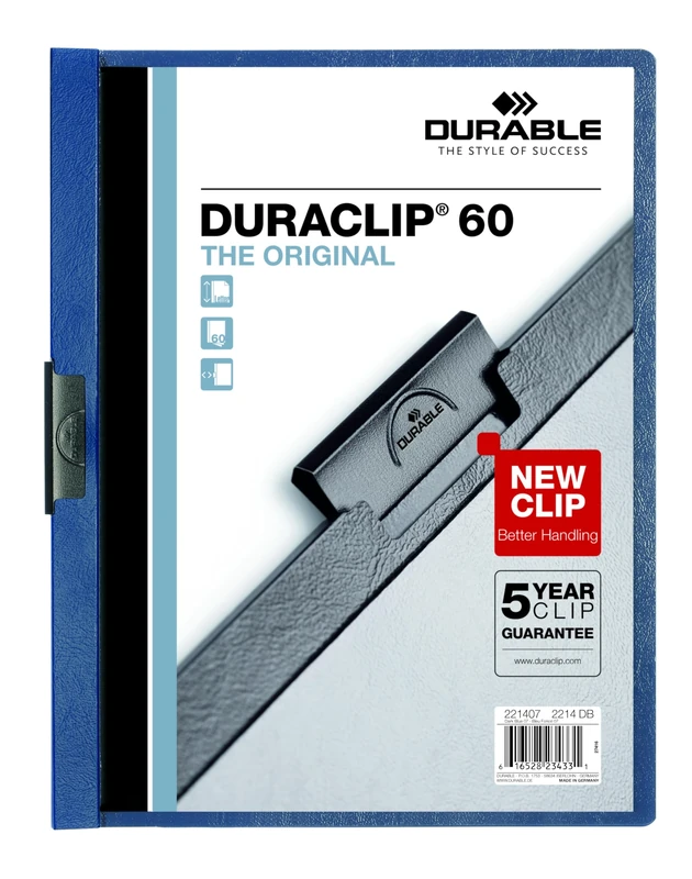 Durable Report Cover with DURACLIP, Letter-Size, Holds Up to 60 Pages, Clear Cover/Dark Blue, 25 per Box (221407BX)