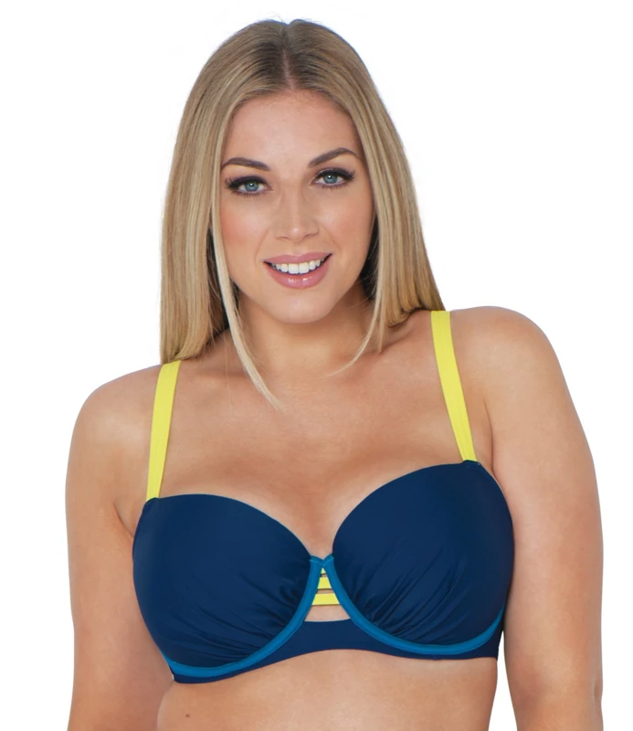 Curvy Kate Women's Maya Balcony Bikini Top, Blue Mix, 42F - Image 1