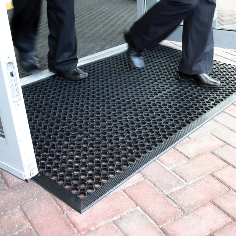 Lovinland Kitchen Rubber Floor Mat Anti Fatigue Mat Drainage Indoor Outdoor Home Mat for Resturant Bar 60 x 35 inch Black