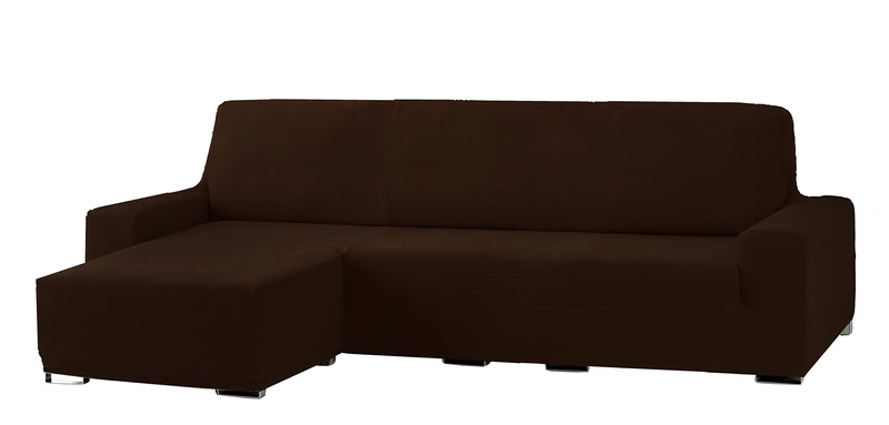 Eysa Cora Bi-Elastic Chaise Longue Short Arm Left, Polyester-Cotton, Brown, 39 x 35 x 19 cm