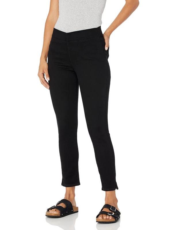 NYDJ Women's Petite Skinny Ankle Pull-on Jeans | Slimming & Flattering Fit, Black, 6 Petite