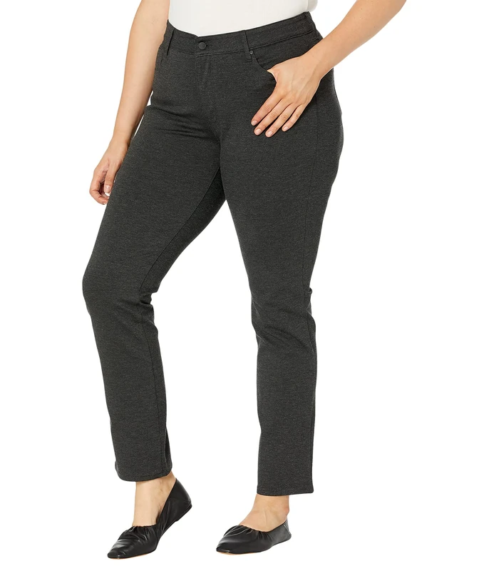 NYDJ Women's Plus Size Ponte Marilyn Straight Leg Pant, Charcoal/Heathered, 22