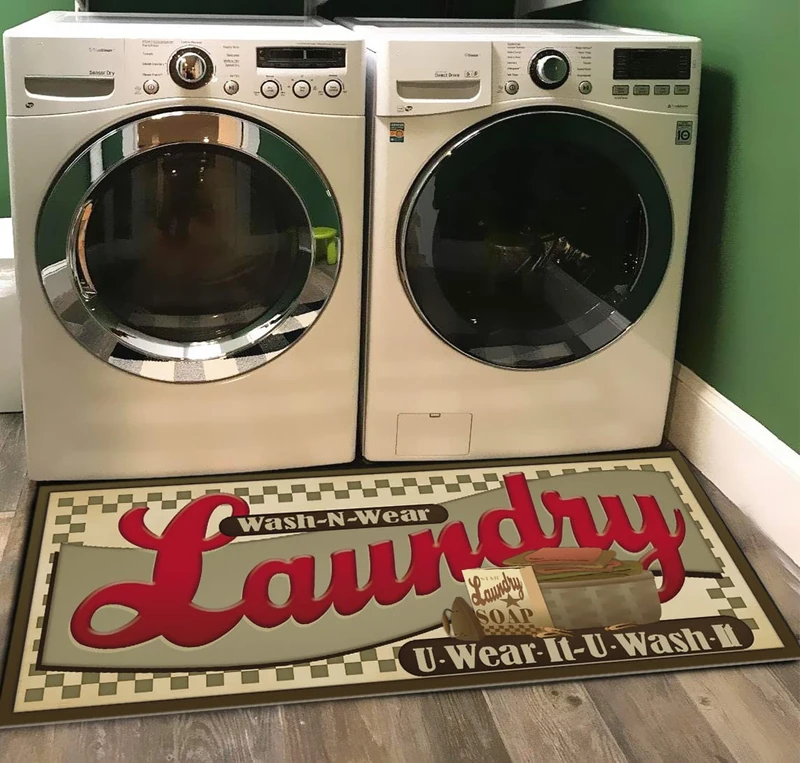 Ukeler Laundry Room Rug, Laundry Room Floor Rug for Wash Room Non Skid Kitchen Floor Mat Non-Slip Rubber Area Rug 48x20 - Image 1
