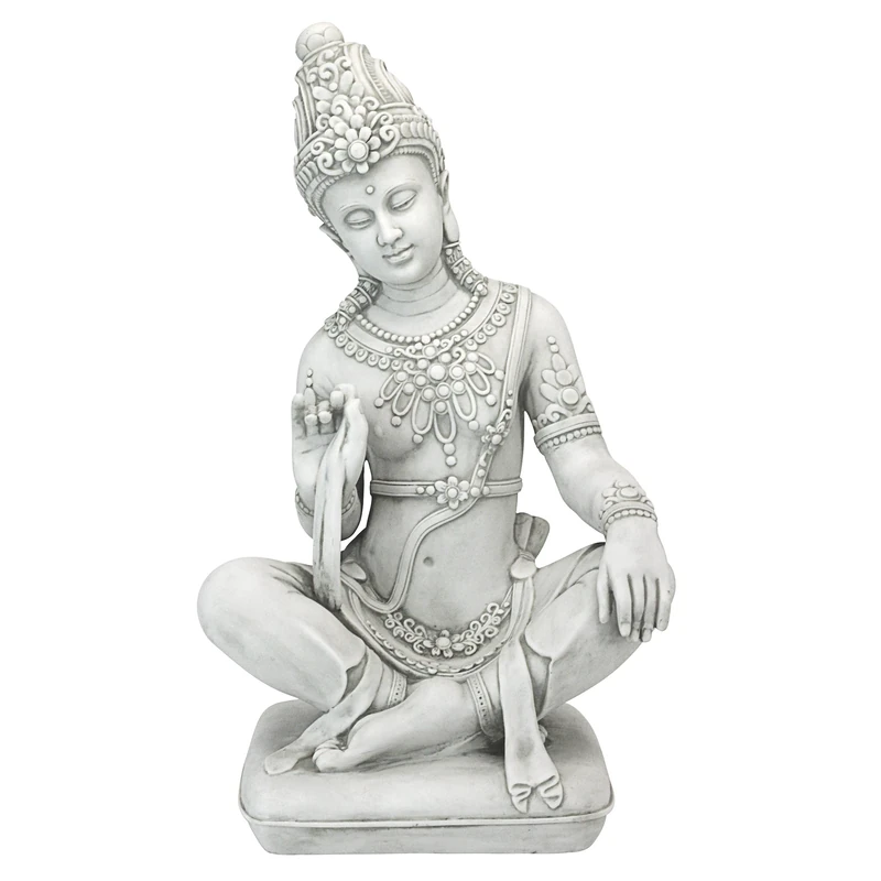 Design Toscano Sitting Thai Teppanom Beautiful Being Statue, Resin, Antique Stone, 30.48 x 31.75 x 54.61 cm - Image 1