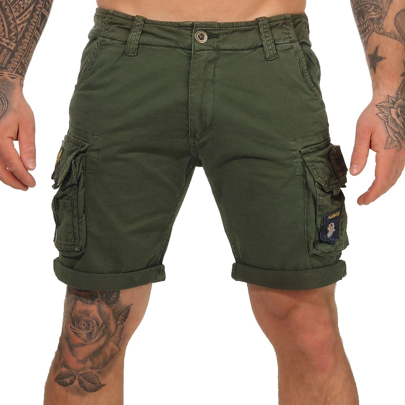 Alpha Industries Mens Crew Patch Cargo Shorts, Dark Olive, 32 UK