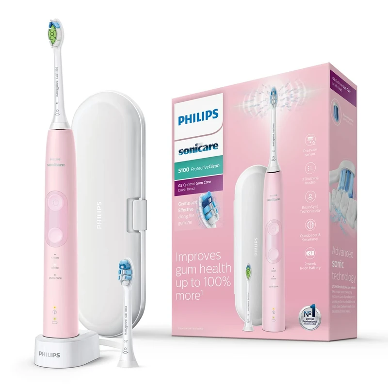 Philips Sonicare ProtectiveClean Model 5100 Electric Toothbrush, Pastel Pink