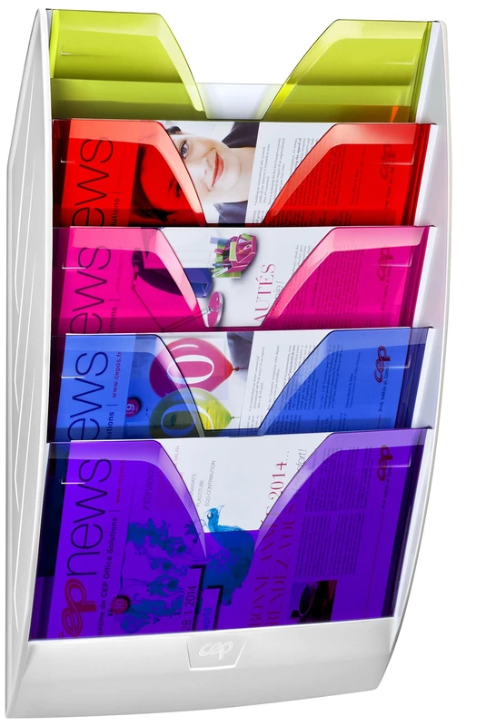 CEP 1201540811 Magnetic Wall Display Rack with 5 Compartments - White/Multi-Color