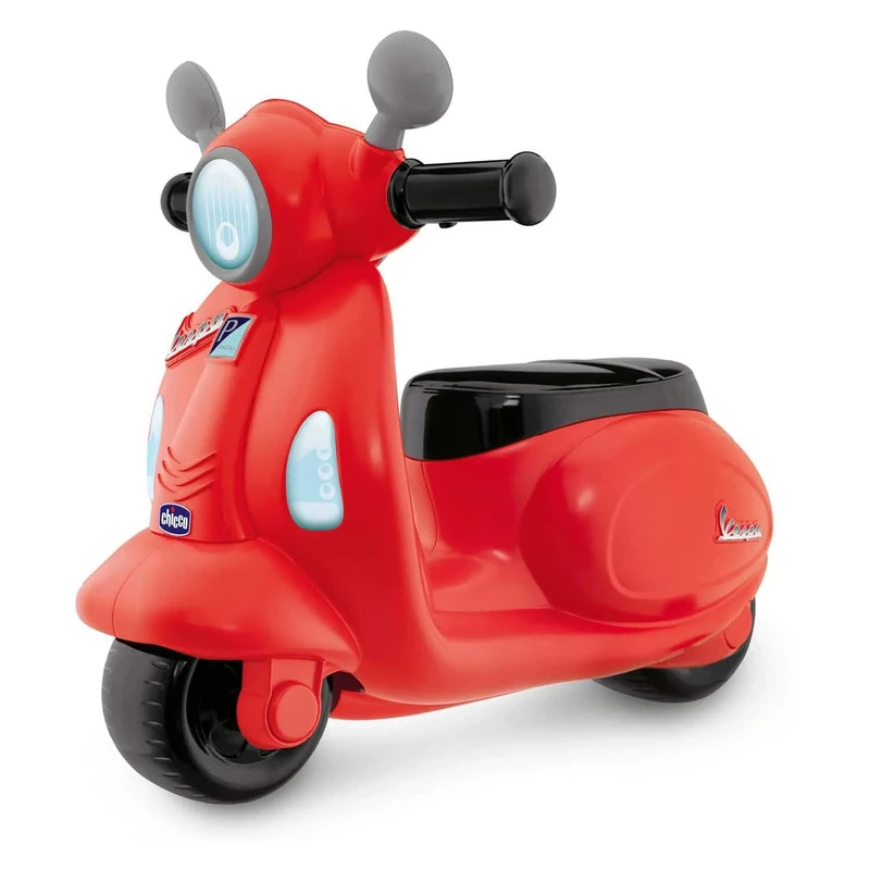 Chicco Vespa Primavera Motorcycle Ride-On for Children, Children's Vehicle with Electronic Control Panel, Lights and Sounds, Removable Stabilisers, Max 25 kg, Children's Toy from 1-3 Years, Red
