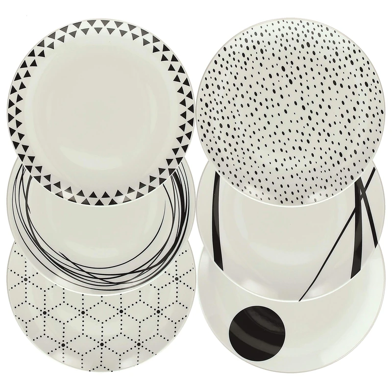 Tognana Graphic 18-Piece Dinner Set for 6 People, Porcelain, Black and White