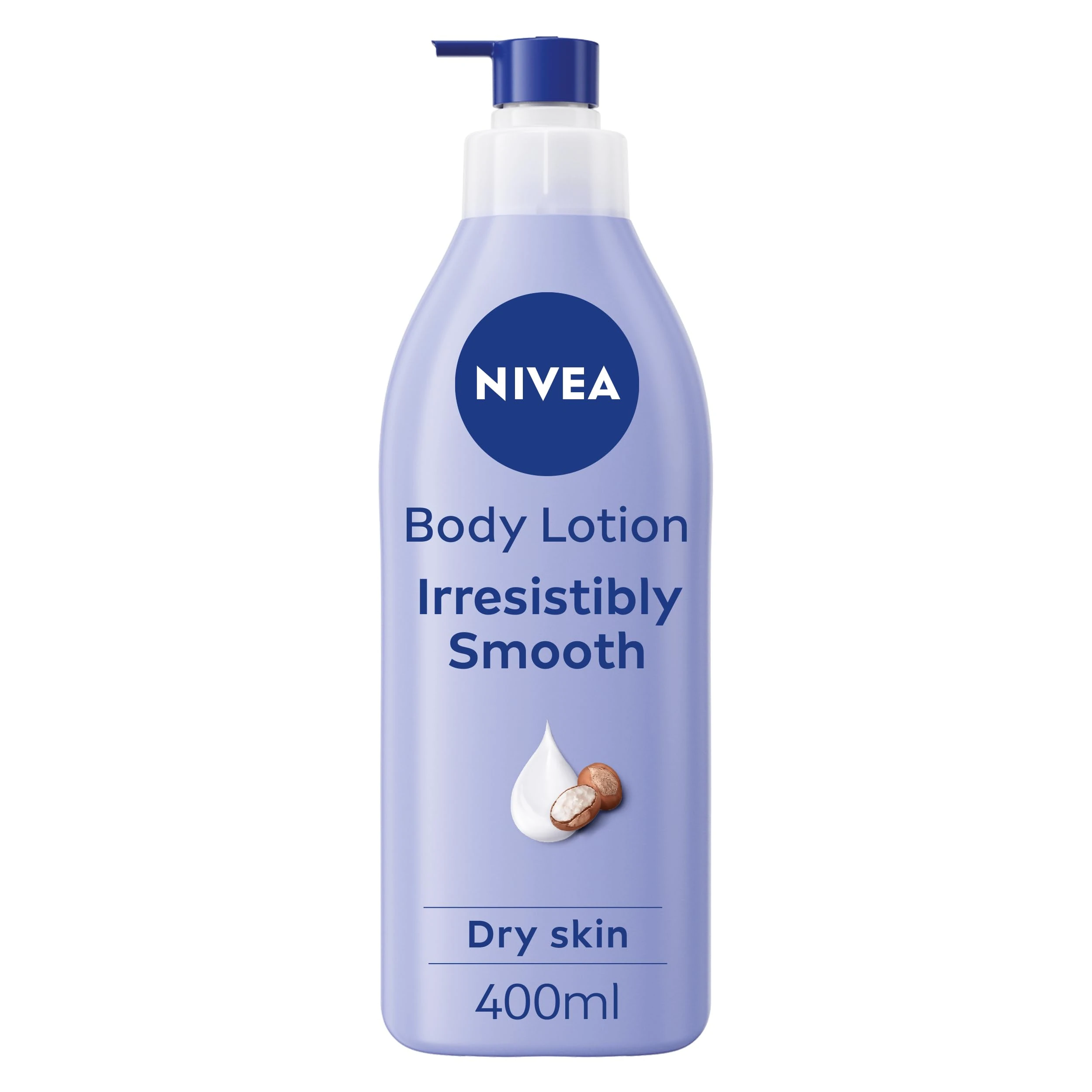 NIVEA Irresistibly Smooth Body Lotion (400ml), 72H Hydration NIVEA Moisturiser for Soft and Smooth Skin Made with Pure Hyaluron and Shea Butter, Intensive Moisturising Body Moisturiser