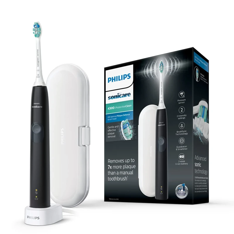 Philips Sonicare ProtectiveClean Model 4300 Electric Toothbrush, Black