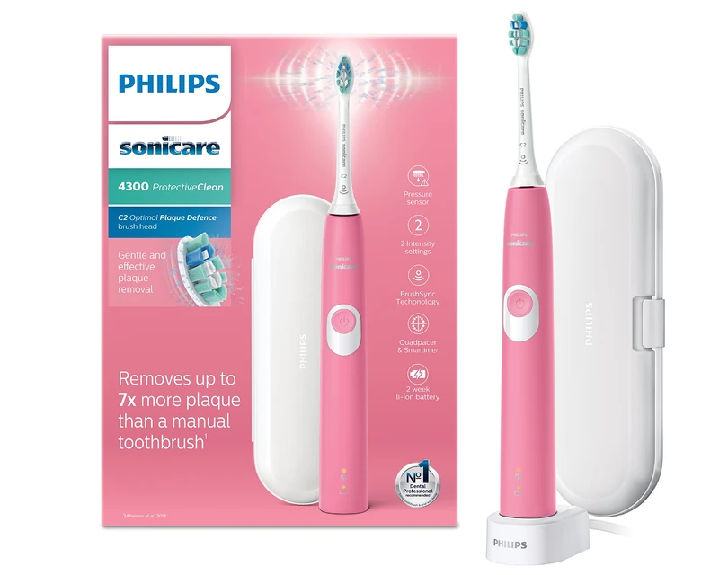 Philips Sonicare ProtectiveClean Model 4300 Electric Toothbrush, Dark Pink