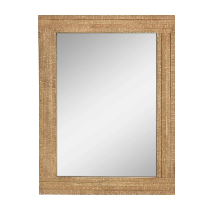 Stonebriar Rustic 24" x 18" Rectangle Natural Wood Frame Hanging Wall Mirror