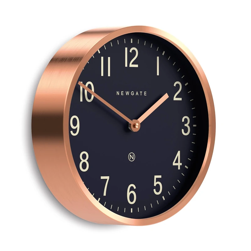 NEWGATE® Master Edwards wall clock | Mid-century style clock | 30cm | Deep metal case with copper/rose gold finish | Modern retro design for kitchen, living room or office