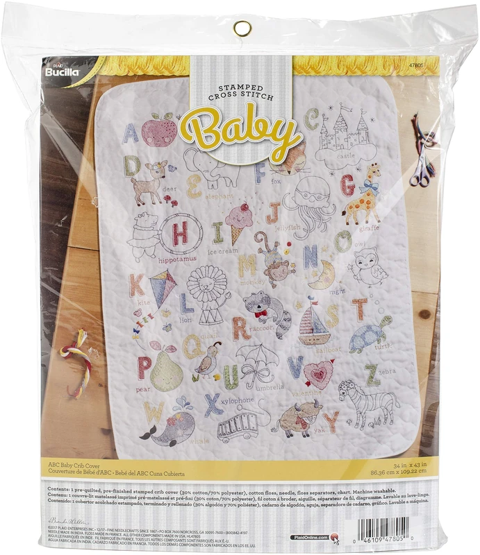 Bucilla Stamped Cross Stich ABC Baby, Polyester Cotton, Blue, One Size