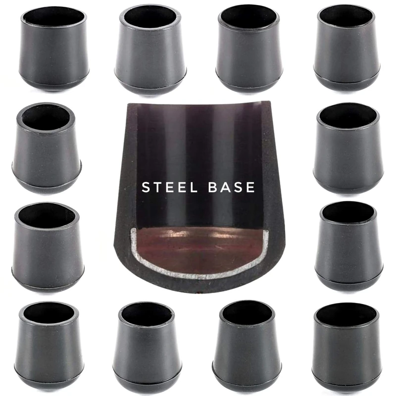 Multipurpose Feet. Rubber Ferrules with Hard-Wearing Steel Insert, Range of Sizes, Made in Germany (Black, 22mm - See Second Image Before Ordering This Size, Pack of 48) - Image 1