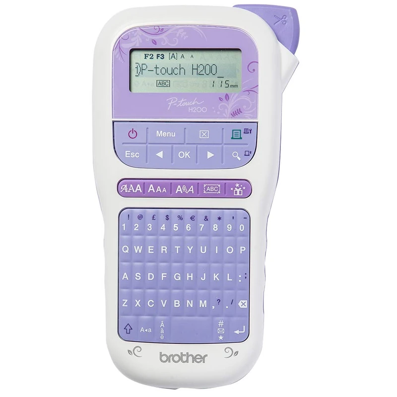 Brother, PT-H200 Label Maker, P-Touch Craft Label Printer, Handheld, QWERTY Keyboard, Up to 12 mm Labels, Includes 12 mm Gold on White Tape Cassette