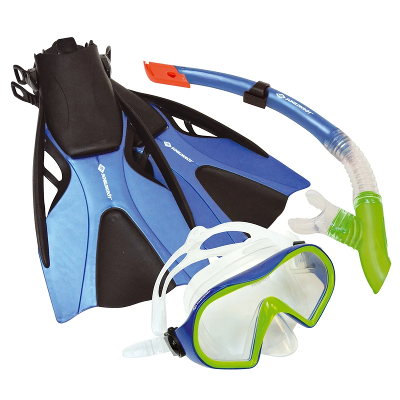 Schildkröt Funsports Cayman Snorkel Set, 3 Pieces - Mask, Tube, Adjustable Fins, Size 37-42, Silicone, in a Practical Bag, 940002