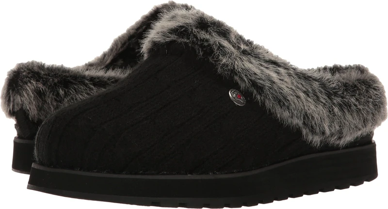 Skechers Women's Keepsakes-Ice Angel. Sweater Slipper with Plush Foam, Black, 7 UK