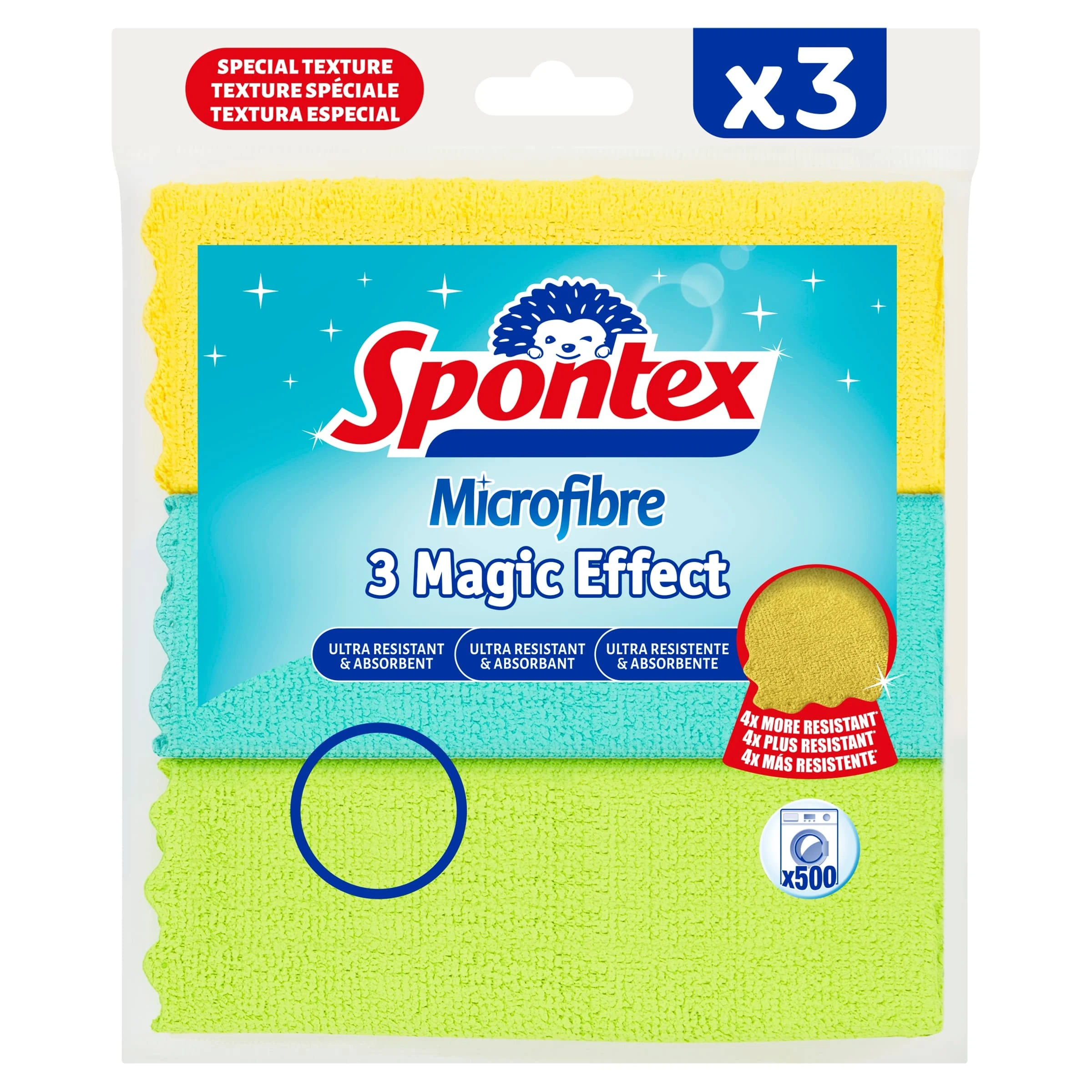 Spontex 3 Magic Effect Microfibre Cloths, 24.5 x 25cm Cleaning Cloths