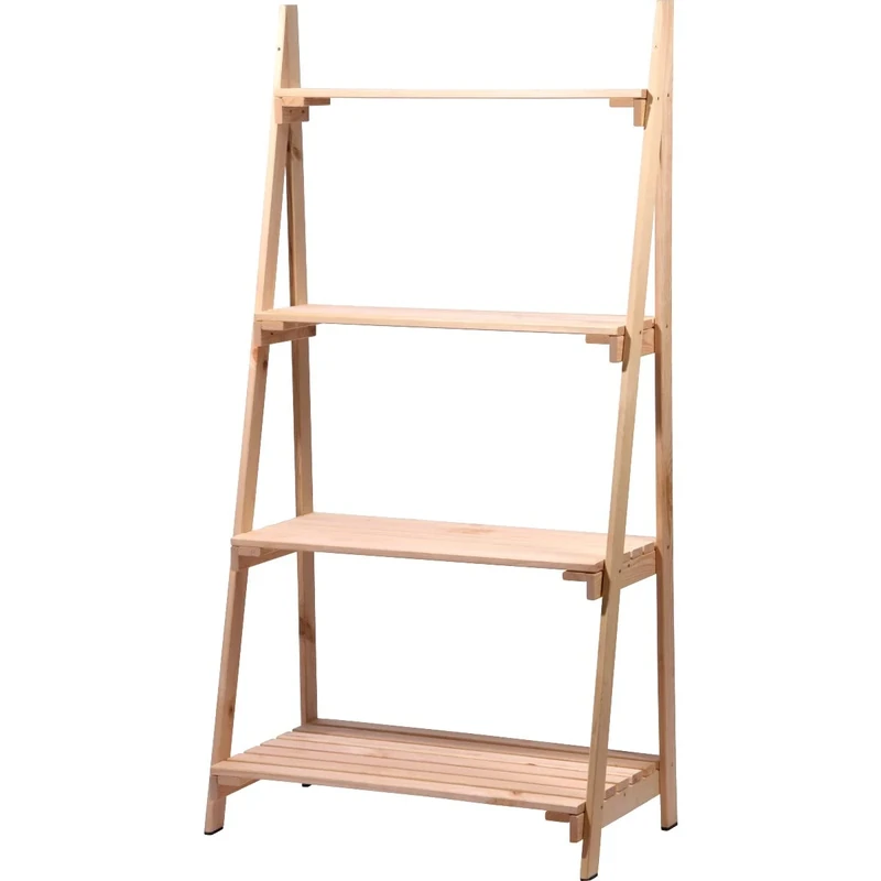 dobar 58465e Large Flower Shelf with 4 Shelves, Heavy Duty Plant Shelf for Indoor & Outdoor, 75 x 39 x 146, Pine