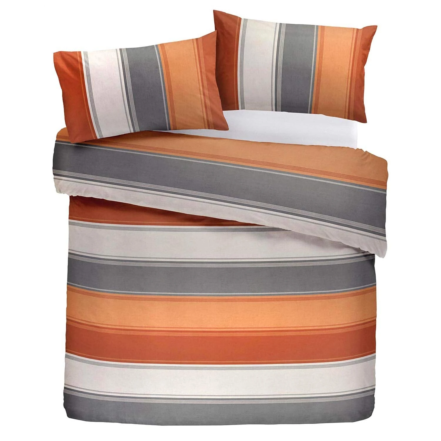 Fusion Betley Stripe Reversible Duvet Cover Set, Spice, Single