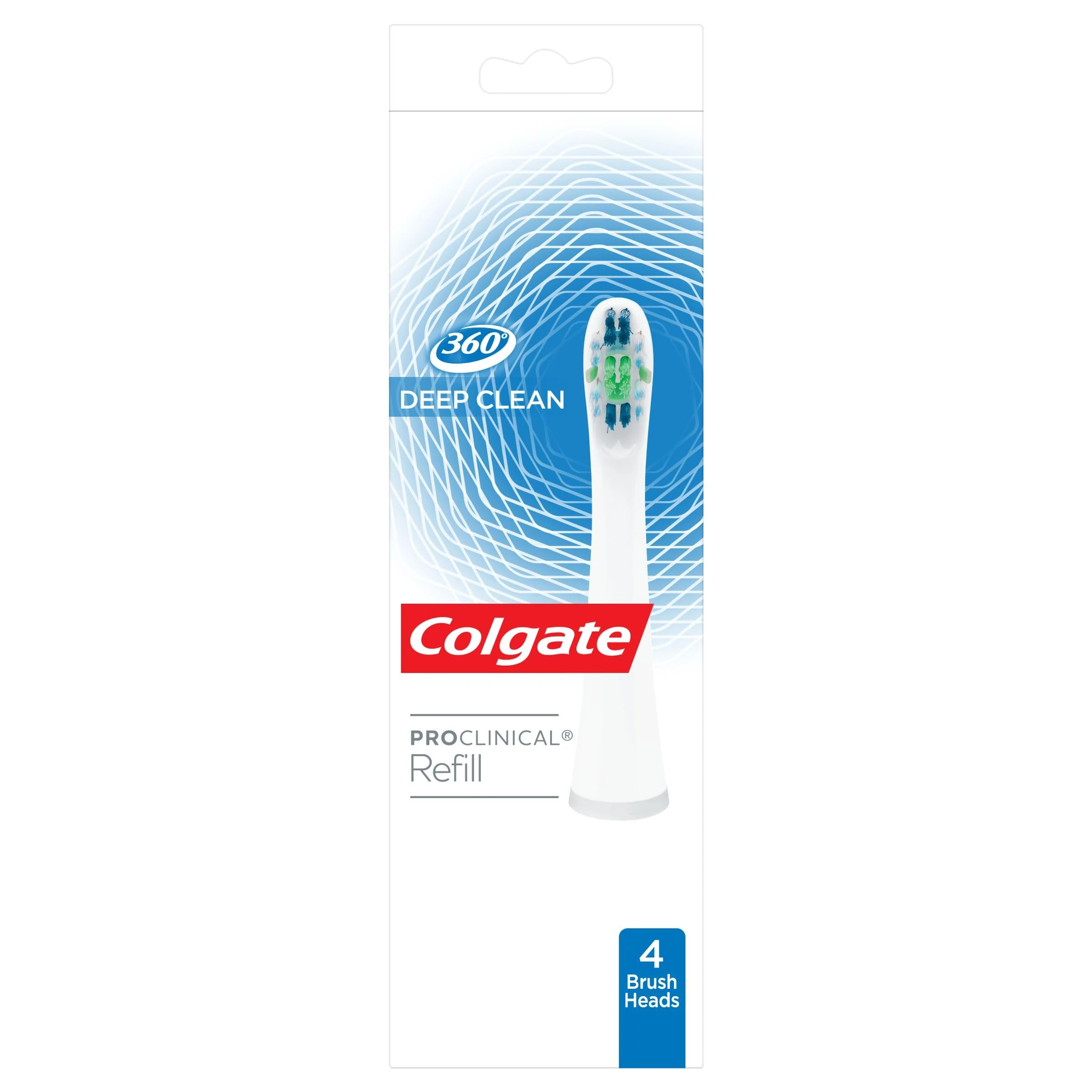 Colgate 360 Deep Clean Proclinical Refill Toothbrush Heads, Soft Bristle Heads for Plaque Removal, Pack of 4