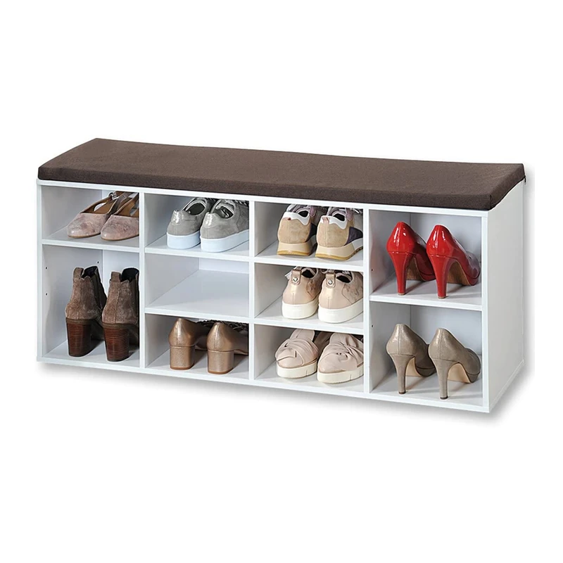 Kesper 15910 13 Shoe Cabinet with Seat Cushion Fibreboard Dimensions W103.5 x H48 x L29.5 cm White