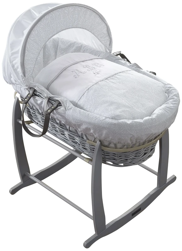 Clair de Lune Wicker Moses Basket, Grey, Secret Garden