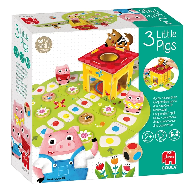 Goula 3 Little Pigs - Kids Board Games, Cooperative Games for Kids - Beat the Wolf, Learn Teamwork & Early Learning Skills - Fun Puzzle Board Games for Children - For 1 to 4 Players, Ages 2 Years Plus