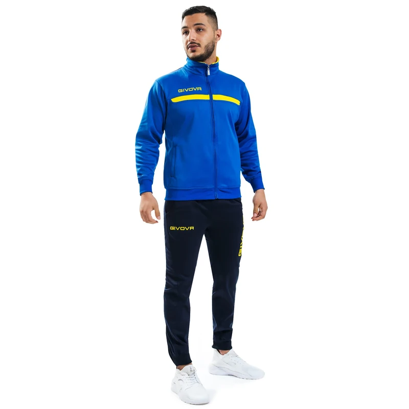 Givova, suit givova one full zip, light blue/yellow, L