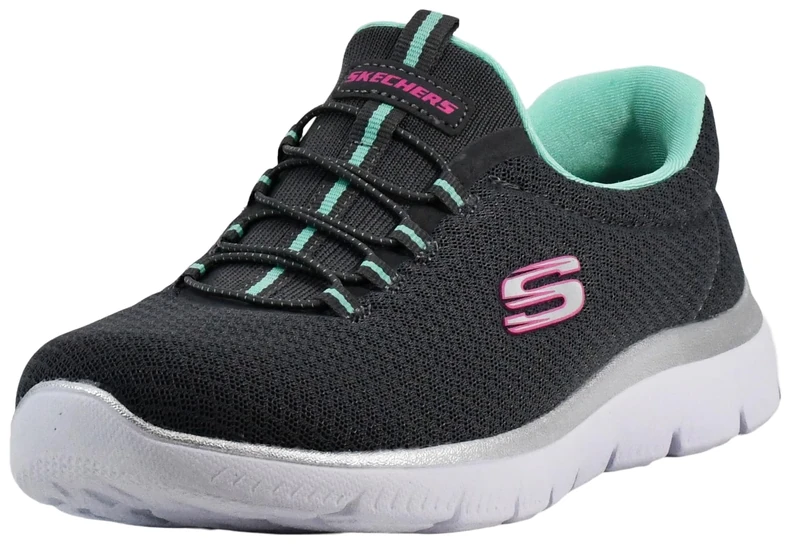 Skechers Women's Summits Sneaker, Black White, 4.5 UK