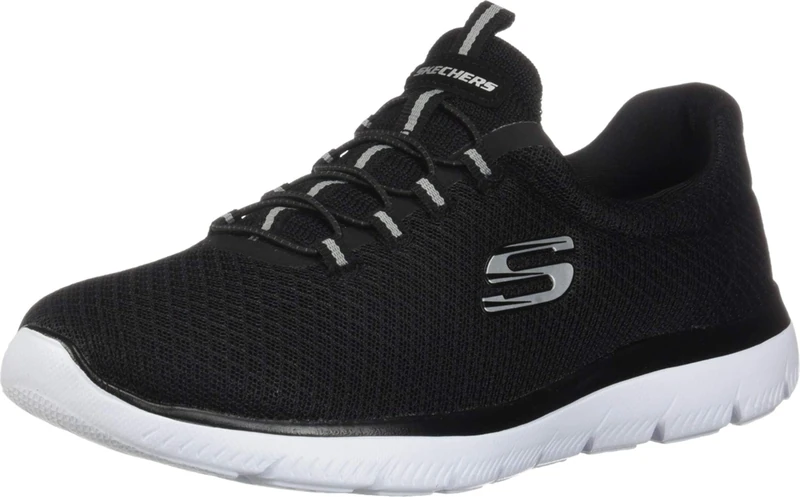 Skechers Women's Summits 12980W Wide Trainers, Black Mesh/White Trim, 3.5 UK Wide