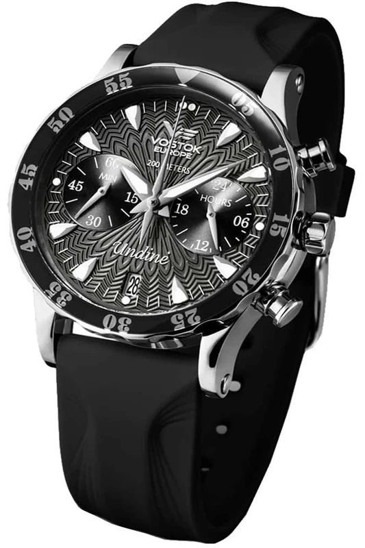 Vostok Europe Undine Women's Watch with 2 Replacement Straps Ladies Chronograph Date 20 ATM, Gunmetal, Strap.
