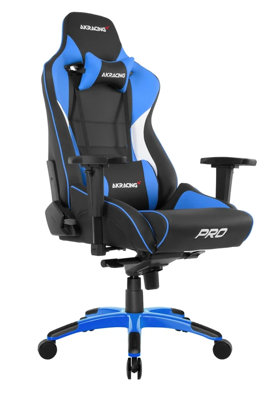 AKRacing Masters Series Pro Luxury XL Gaming Chair with High Backrest, Recliner, Swivel, Tilt, 4D Armrests, Rocker and Seat Height Adjustment Mechanisms with 5/10 warranty - Blue