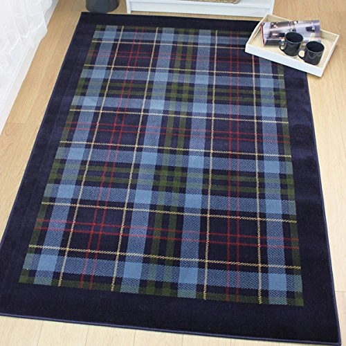 Flair Rugs Galloway Tartan Rug, Blue, 120 x 170 Cm - Image 1