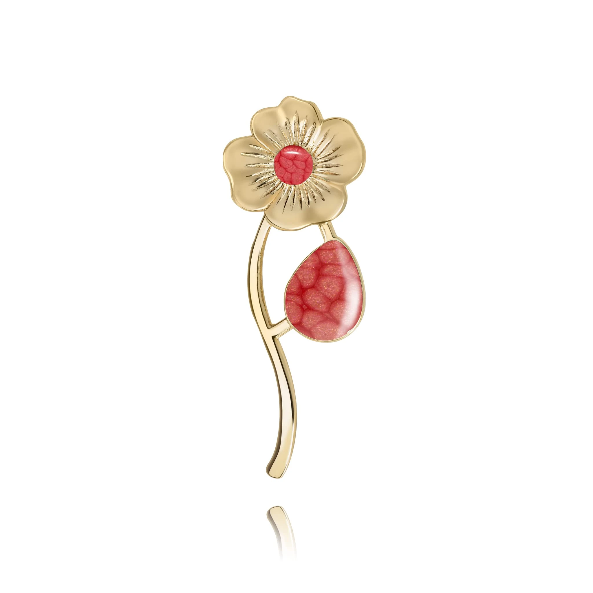 Small Flower Brooch, Elegant Jewellery for Women (Style 13 - Red Coral)