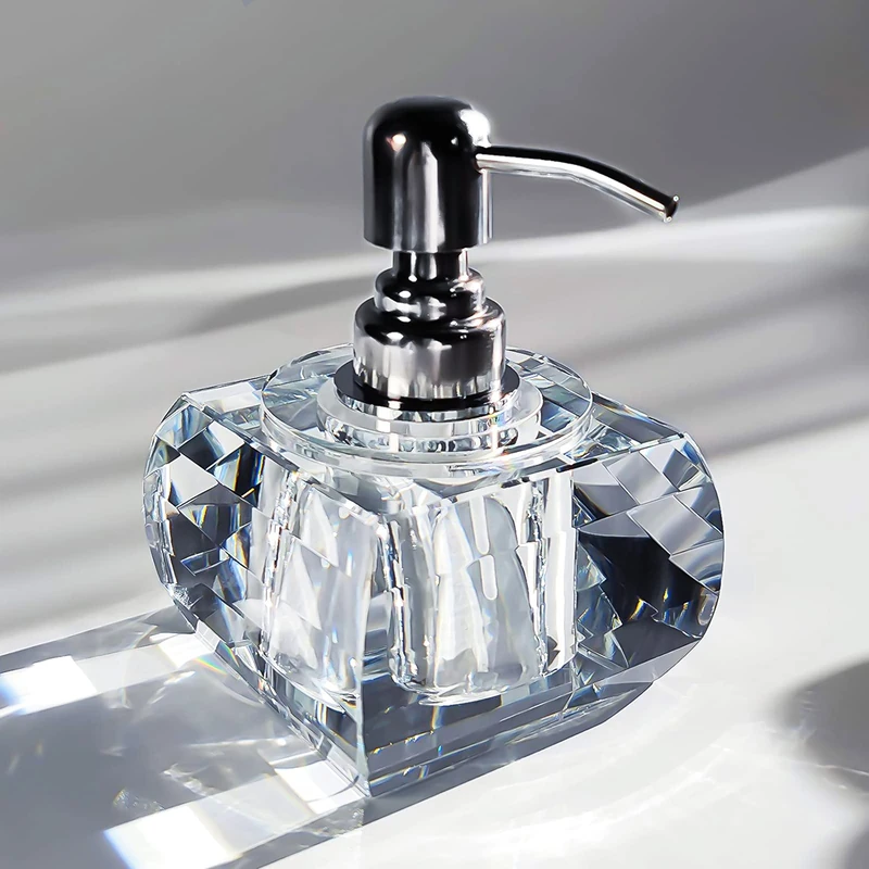 Shower dispensers,Bathroom Detergent Bottle,Manual soap Dispenser,Detergent Bottle Crystal Glass Desk Ornaments Hotel Club Home Decoration-A - Image 1
