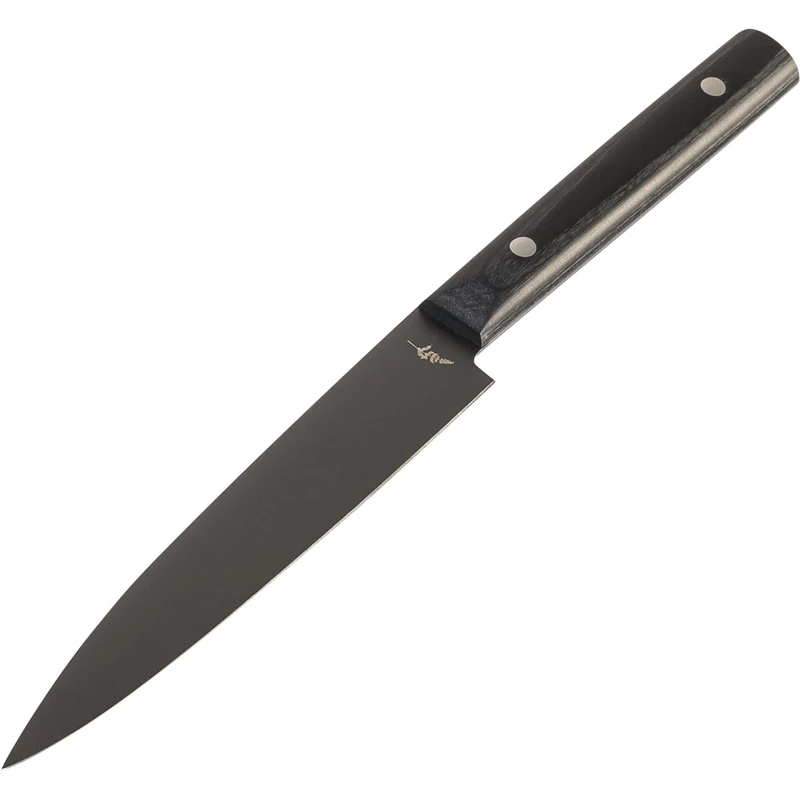 KAI Michel Bras Quotidien Utility Knife No.3 with 15 cm Blade Length - Titanium-Coated Utility Blade Made of A8 Steel - Black pakkawood - Made in Japan