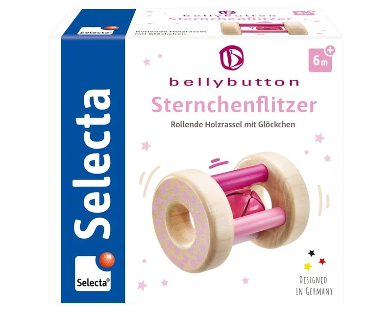 Selecta 64001 Star Racer, Grasping Toy and Rattle - Bellybutton, Pink, 7 cm