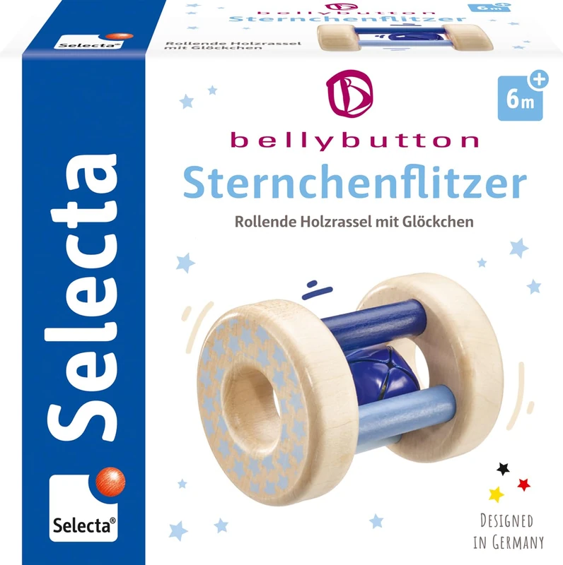 Selecta Bellybuton 64011 Star Racer Grasping Toy and Rattle 10 cm Blue