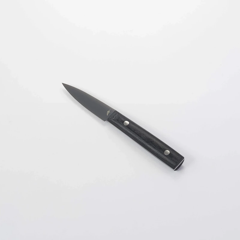 KAI Michel Bras Quotidien Utility Knife No.1 with 7.5 cm Blade Length - Titanium-Coated Utility Blade Made of A8 Steel - Black pakkawood - Made in Japan