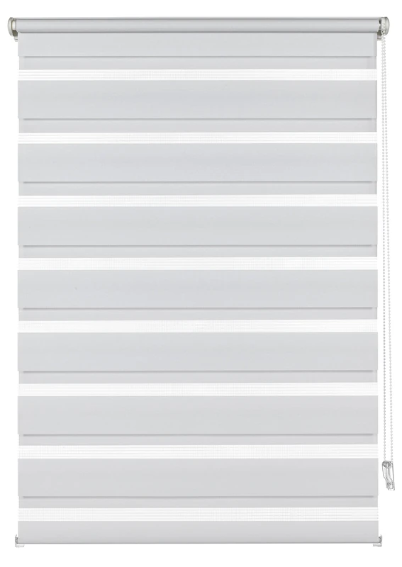 Deco Company Double Roller Blind to be clamped on, Duo Roller Blind / Side Blind, Transparent and opaque stripes, All mounting parts included, White, 50 x 150 cm (WxH)