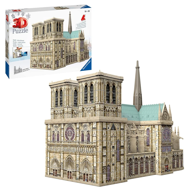 Ravensburger Notre Dame 3D Jigsaw Puzzle for Adults and Kids Age 10 Up - 324 Pieces + Accessories - No Glue Required