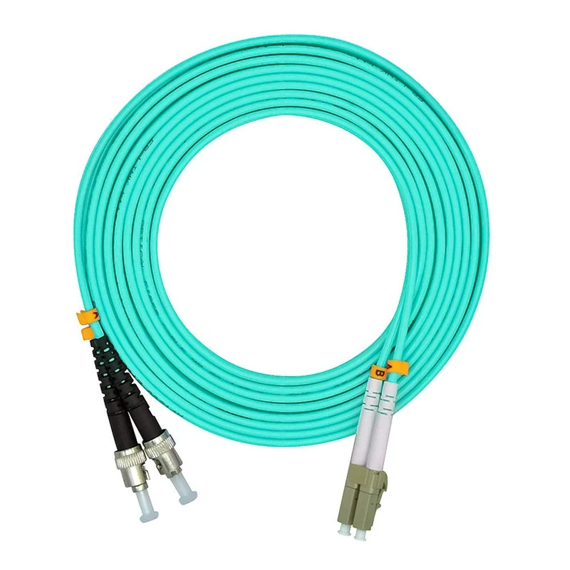 Jeirdus 100 Meters 328ft LC to ST Duplex OM3 10G Multimode Fiber Optic Cable Jumper Optical Patch Cord 50/125 LC-ST