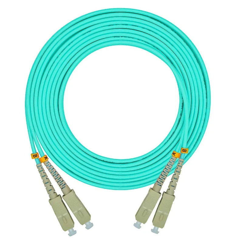 Jeirdus 100 Meters 328ft SC to SC Duplex OM3 10G Multimode Fiber Optic Cable Jumper Optical Patch Cord 50/125 SC-SC