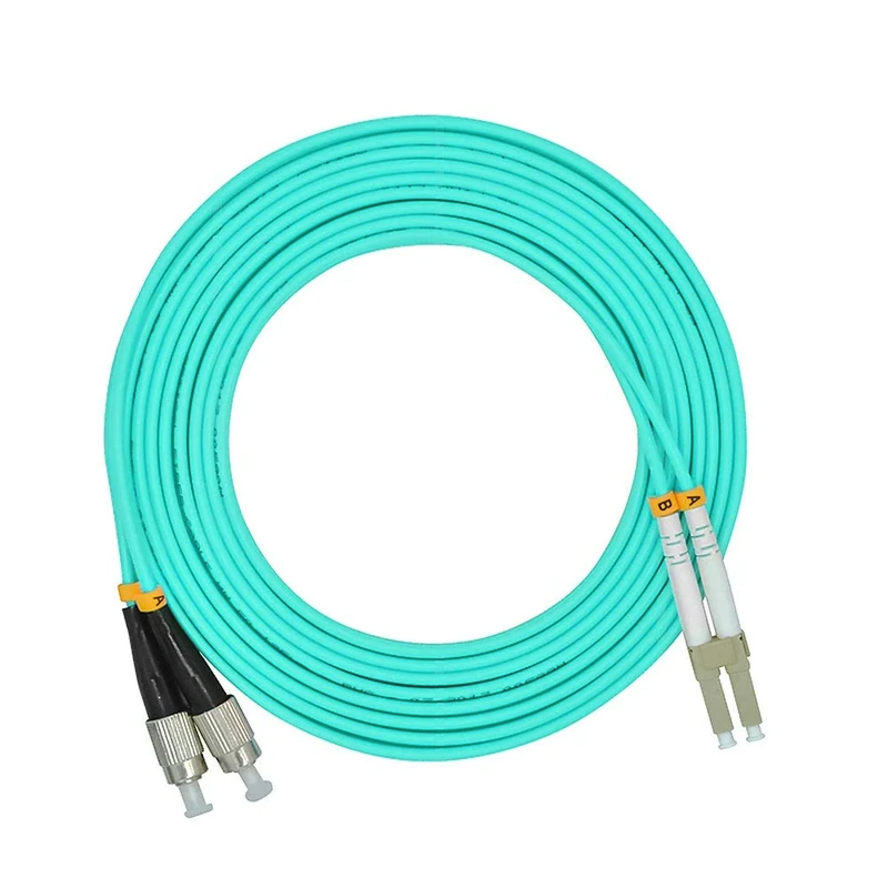 Jeirdus 100 Meters 328ft LC to FC Duplex OM3 10G Multimode Fiber Optic Cable Jumper Optical Patch Cord 50/125 LC-FC