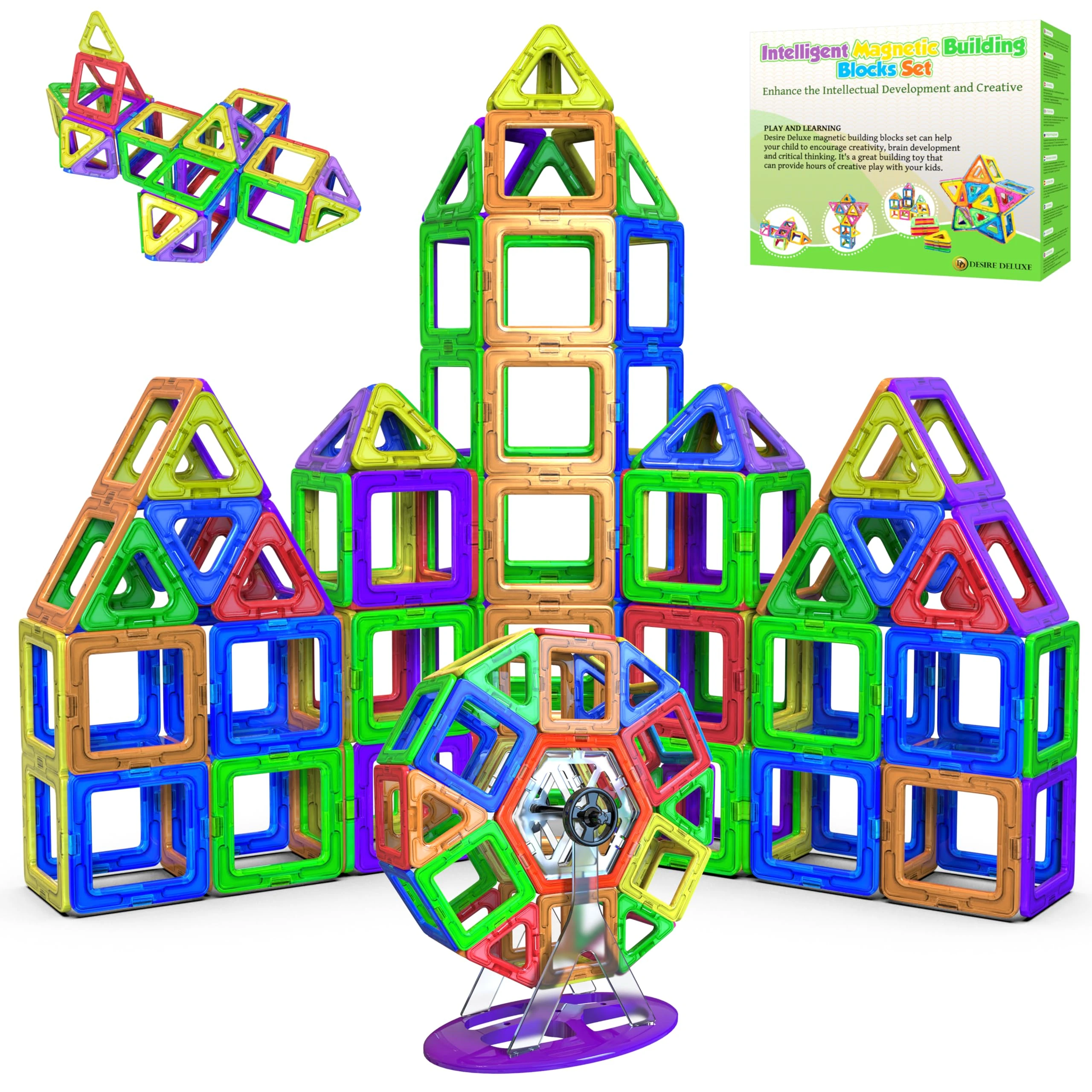 Desire Deluxe Magnetic Building Blocks Gift 94PC Kids Magnetics Construction Block Games for Boys and Girls Creativity Educational Children's Toys for Age 3 4 5 6 7 Year Old